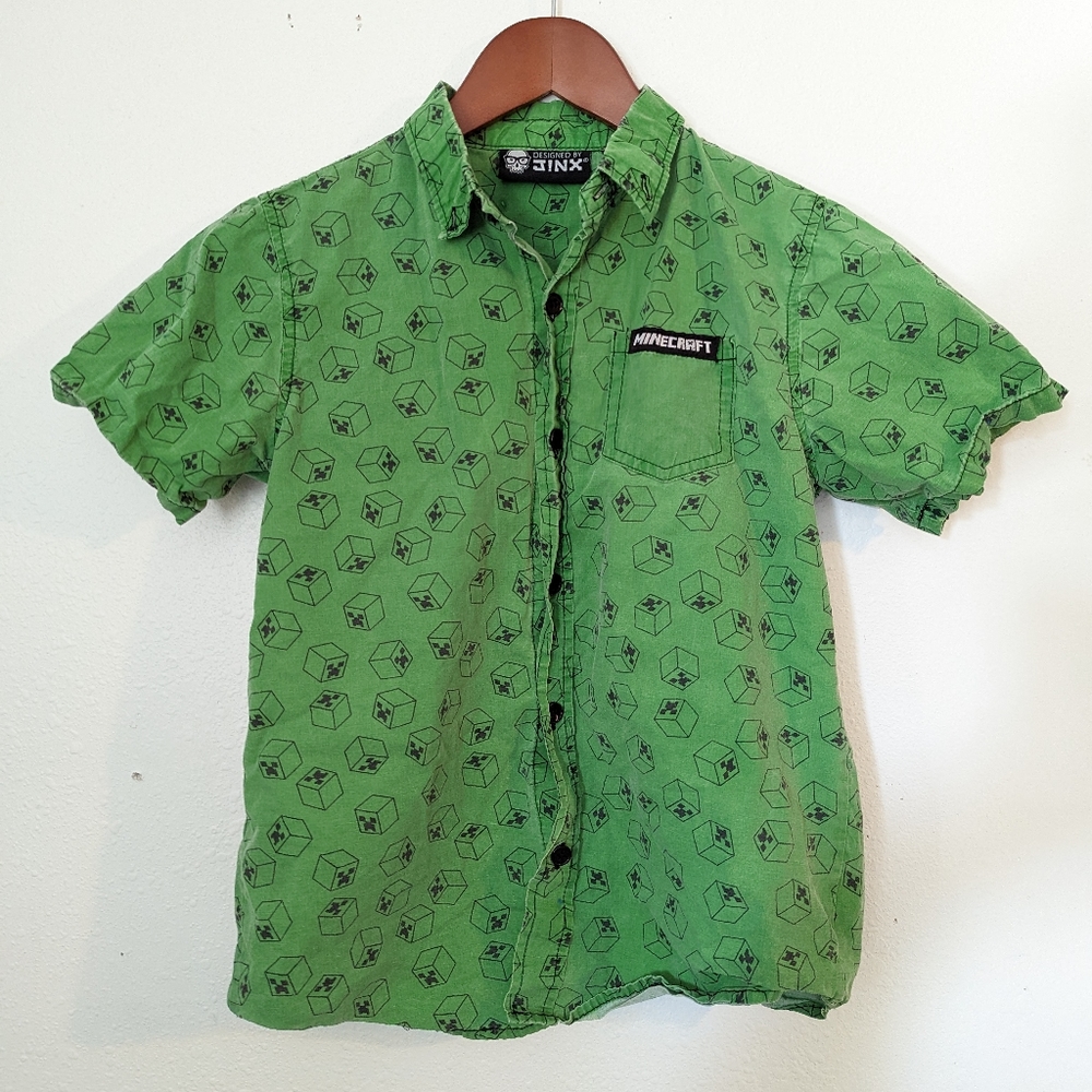 Boys Minecraft Button Down Shirt - Size M